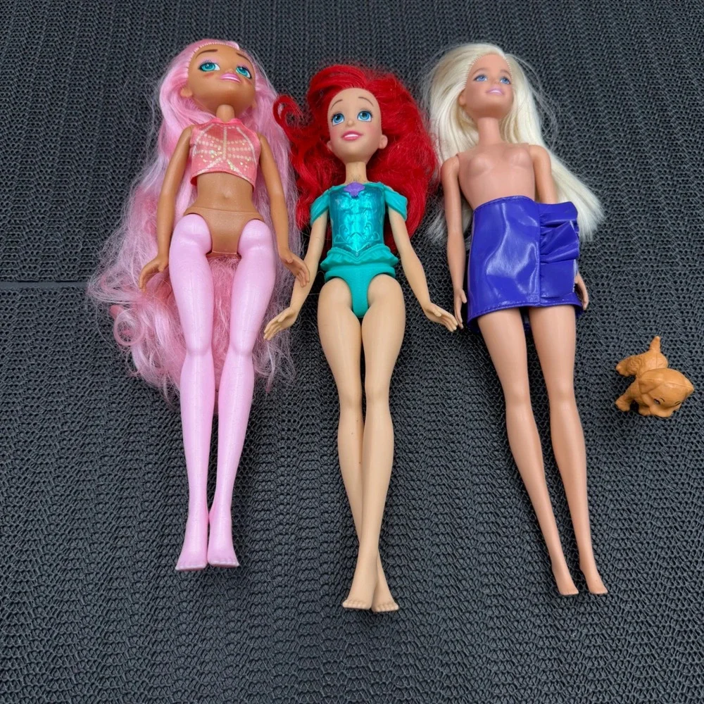 Barbie Ariel Sparkle Girlz Doll Lot Mattel Hasbro Zuru 3 Dolls Dog Accessory